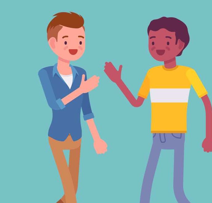 illustration teen friends greeting